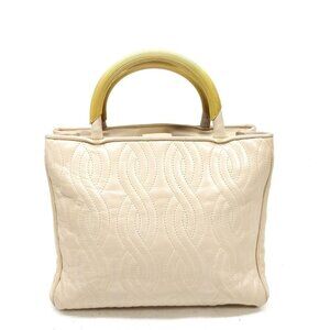 Fendi Quilted 'Pasta' Pink Lambskin Leather Satchel w Gold Metal Handles